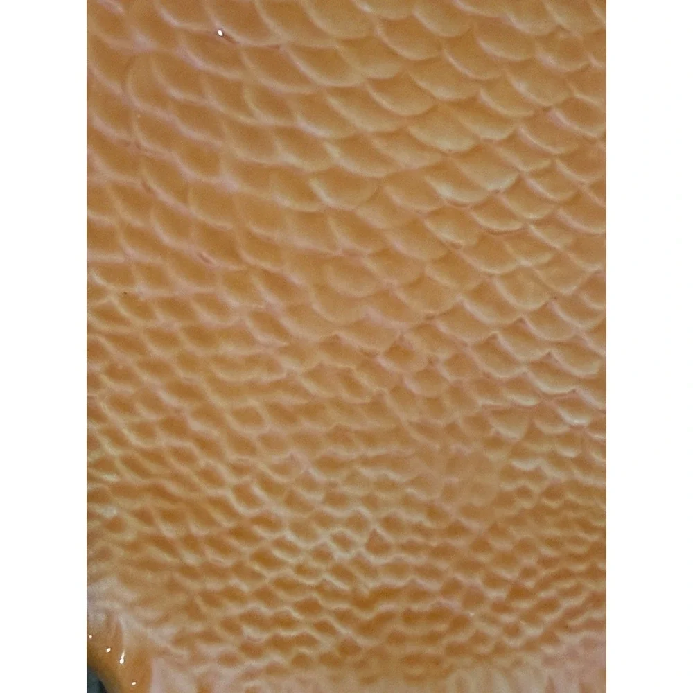 Vintage Style•Eyes By Baum Bros Embossed Fish Collection Orange Platter